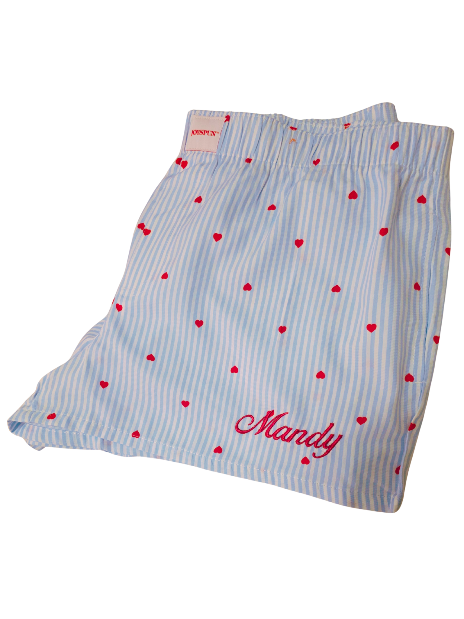 Heart Stripe Embroidered Boxer Shorts